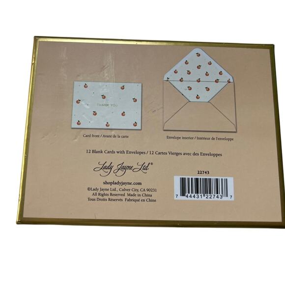 LADY JAYNE 12 BLANK CARDS WITH ENVELOPES PEACH PRINT - Picture 3 of 4